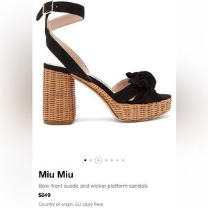 Miu Miu
Bow-front suede and wicker platform sandals